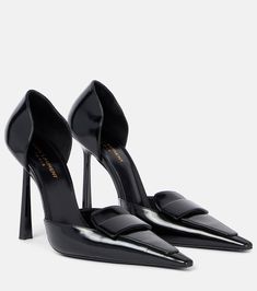 D'Orsay 110 leather pumps in black - Saint Laurent | Mytheresa Black High Heel Pumps, Cute Shoes Heels, Club Shoes, Designer Pumps, Sheepskin Boots, Satin Pumps, Saint Laurent Shoes, Evening Shoes, Patent Leather Pumps