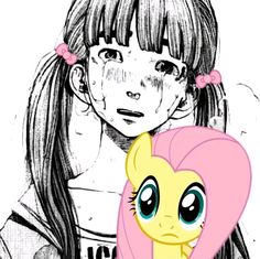 a drawing of two girls with long hair and one has a pony on her shoulder