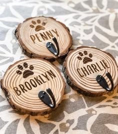 three pieces of wood with the words brooklyn and charlie on them