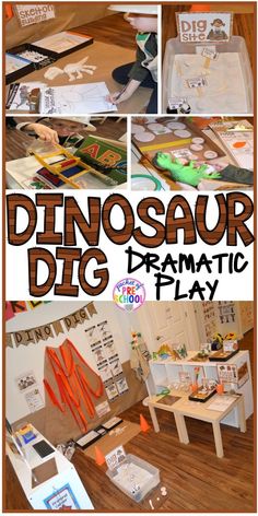 the dinosaur dig dramatic play is an easy way to teach kids about dinosaurs