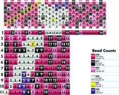 the numbers and symbols in this crossword puzzle are pink, black, white, and blue