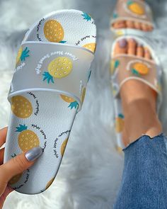 Slipper Shoes Women, Peach Pattern, Ankle Strap Sandals Flat, Printed Flip Flops, Casual High Heels, Womens Gladiator Sandals, Cute Slippers, Leather Gladiator Sandals, Women Slides