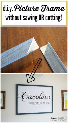 the diy picture frame without sawing or cutting is an easy and cheap project