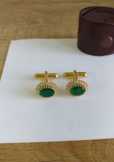 Classic emerald oval shape cut Cuff Links for Men and Boys, Matte finish, made using guaranteed silver 925 as base metal and real 18K gold filled which is very durable and will stay for years. We have used best AAA quality Cubic Zirconia & Doublet stones, which looks exactly like real Colombian Emerald. Doublet is nothing more than a natural stone glued to a cheaper stone. The advantage of creating a doublet over selling a synthetic gemstone is that when you view the microscopic inclusions of th Loki Son, Stone Glue, Diamond Cufflinks, Diamond Cufflink, Colombian Emeralds, Cuff Links, Emerald Diamond, Base Metal, Loki