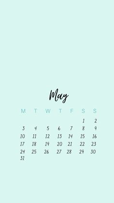 a calendar with the word may written in black ink on a light blue background,