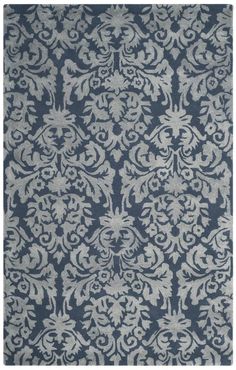 Safavieh Bella 156 Hand Tufted 60% Wool/25% Viscose/15% Cotton Rug BEL156B-24 Pacific Homes, Bold Color Palette, Navy Grey, Navy Rug, Navy Gray, Cotton Rug, House Of Hampton, Tufted Rug, Rug Pattern