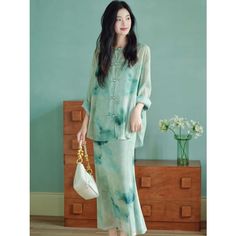 Set: Sheer Light Jacket + Spaghetti Strap Print Maxi DressJacket Size S M L XL Total Length Shoulder Width Bust 71 59 122 72 60 124 73 61 126 74 62 128 measurement is cm.Product Information Material: 100% Cotton Color: Set of 2 - Jacket & Dress - Green Wash care: Hand Wash Sheer Jacket, Printed Maxi, New Instagram, Kawaii Fashion, Light Jacket, Printed Maxi Dress, Color Set, Sheath Dress, Green Dress