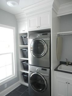 a washer and dryer in a laundry room