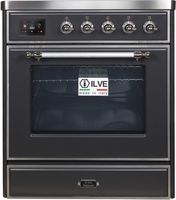 an oven with the door open and two burners on each side, in front of a white background