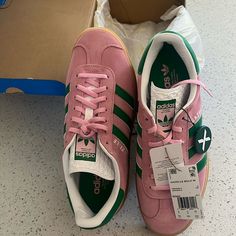 Brand New Nwt Adidas Gazelle Bold Gum Sole Platform Sneakers In Pink/Green Size Women's 9.5 Gazelles Run A Bit Big So Pls Read Sizing Reviews. Viral Tiktok Satellite Stompers! I'm Obsessed With This Colorway. Perfect For Year Round Wear. These Are Women's Sizes. Never Worn & Box Included. *Will Ship Same Day If Ordered Before 12pm Est M-Sat Excluding Holidays. Classic Shoes From The 9os That Feel Modern Now And To Come. The Go-To Classic, Adidas Gazelle Shoes Transcend It All: Trend, Age, Person Pink And Green Gazelle Adidas Outfit, Pink And Green Adidas, Pink Platform Gazelle, Colorful Gazelle Adidas, Pink And Green Gazelles, Adidas Gazelle Collegiate Green, Black Adidas Shoes, Adidas Boots, Adidas Tennis Shoes