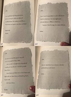 four pictures of the same page in a book with different words on it, and one showing