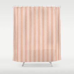 an orange and white striped shower curtain