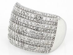 1.75ctw round white diamond, rhodium over 10k white gold wide band ring. Measures approximately 3/4"L x 5/8"W and is sizeable. Wide Band 14k White Gold, Luxury White Gold Wide Band, Hallmarked White Gold Wide Band Ring, Gift-worthy Wide Band Diamond White Diamond Ring, Dazzling White Gold Wide Band Jewelry, Wide Band Ring, Wide Band Rings, Wide Bands, White Diamond