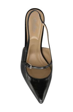 A kitten heel lifts and a svelte pointy toe balances a posh pump perfect for day-to-night wear. 2" heel Synthetic upper, lining and sole Imported Black Slingback Pumps, Charles David, Night Wear, Slingback Pump, Kitten Heel, Women's Pumps, Nordstrom Rack, Kitten Heels, Nordstrom