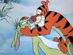 winnie the pooh and tigger playing with each other in disney's animated movie