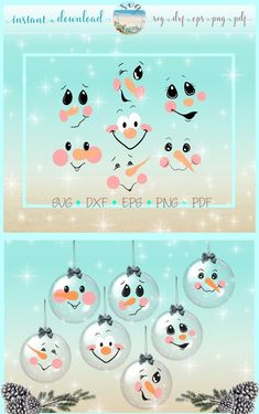 snowman ornament ornaments with different expressions and shapes to make them look like they are