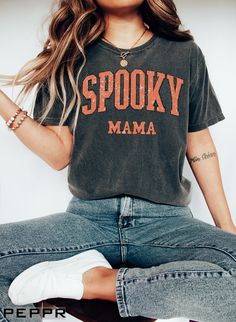 Spooky Mama Shirt, Halloween Spooky Shirt Fall T Shirts, Cricket Designs, Fall Tshirts, Fall Tshirt, Pumpkin Spice Shirt, Fall Shirts Women, Comfort Colors Tshirt, Etsy Ideas, Fall Tee