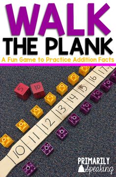 a book cover for walk the plank with numbers and cubes in front of it