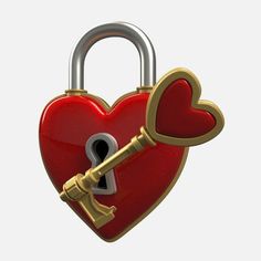 a heart shaped lock with a key attached to it