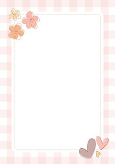 a pink checkered background with hearts and flowers