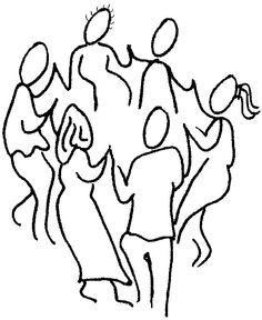 a line drawing of people dancing