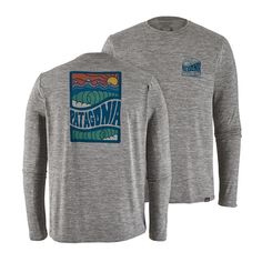 M's Long-Sleeved Capilene® Cool Daily Graphic Shirt, Cosmic Peaks: Feather Grey (CPFG) Casual Patagonia Organic Cotton T-shirt, Patagonia Relaxed Fit Crew Neck T-shirt, Outdoor Long Sleeve Cotton T-shirt, Patagonia Graphic Cotton T-shirt, Long Sleeve Graphic Print T-shirt For Camping, Pocket Tee Shirts, Surf Shirt, Hanging With Friends, Henley Tee