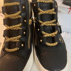 In Brand New Excellent Condition. Worn Once. Luxury High-top Sneakers With Leather Sole, Italian Sneakers, Zanotti Shoes, Giuseppe Zanotti Shoes, Wedge Sneaker, Giuseppe Zanotti, Mens Shoes Sneakers, Men's Shoes, Shoes Sneakers