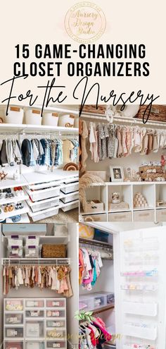 an organized closet with clothes and other items for the nursery or kids's room