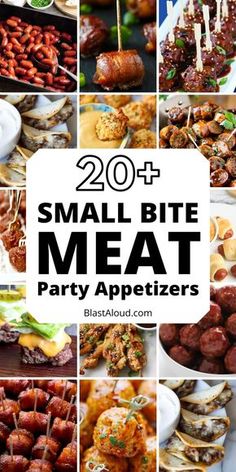 some meats and other foods are shown with the words smart bite meat party appetizers