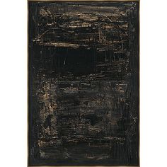 an abstract painting with black and gold colors