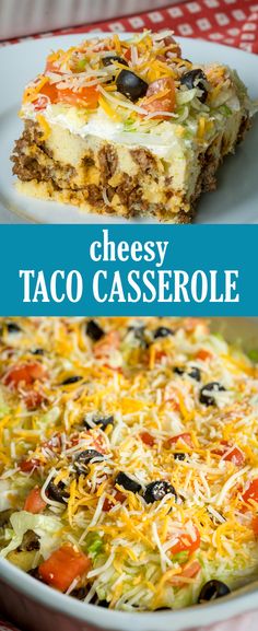 cheesey taco casserole with black olives and peppers