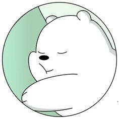 a white teddy bear sleeping in a green circle