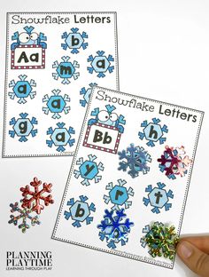 Snowflake letter find worksheets for Preschool and Kindergarten. Christmas Themed Activities, Letter Matching Activities, December Morning, Snow Theme, Letter Find, Fun Winter Activities