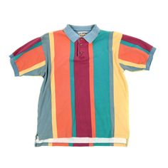 Free eBay listing template designed by dewiso.com Vintage 90s All Cotton Bold Club Stripe Short Sleeve Retro Button Polo Shirt M     Nicely made 1990s men's polo shirt: Cotton, small fold down collar with buttons, straight cut body, short sleeves with ribbed edge, bold retro color stripes.  Polo is in really nice shape, clean, no issues.  Chest: 38 Length: 30 Side Notes Returns: All items are non-returnable but if you're unhappy with your order, please contact us. We're easy to work with: we don 1990s Men, Plain Shorts, Men Vintage, Retro Color, Color Stripes, Striped Shorts, Straight Cut, Men's Polo