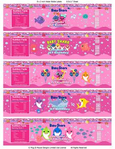 the baby shark birthday party ticket is shown in pink and has an image of two little mermaid