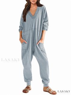 Lasaky - Casual Long-Sleeve Colorful Jumpsuit Free People Jumpsuit Outfit, Winter Romper Outfit, Retro Style 90s, Baggy Overalls, Winter Romper, Free People Jumpsuit, Pocket Jumpsuit, Colorful Jumpsuit, Loose Jumpsuit