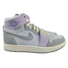 Air Jordan 1 High Zoom Air Cmft Grey Purple Cream Basketball Shoes Dv1305-005 Women's Sizes 8.5 - 12 Men's Sizes 7 - 10.5 Note: Shoes Are New With Partial Manufacturer's Box. Lid Has Been Removed. Shoes Will Be Shipped With Extra Care. Follow Us! We List Lots Of New Shoes And Athletic Wear Daily! Lavender Lace-up Sneakers With Boost Midsole, Lavender Round Toe Sneakers For Streetwear, Lavender High-top Sneakers For Streetwear, Purple Lace-up High-top Sneakers With Cushioned Footbed, Purple High-top Sneakers With Cushioned Footbed, Jordan 1 Royal Blue, Jordan 1 Pine Green, Nike Air Jordan 8, Air Jordan Basketball Shoes