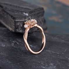 Moissanite Engagement Ring Rose Gold Infinity Wedding Band Akoya Pearl Birthstone June Bridal Ring Diamond Women Anniversary Gift For Her ITEM INFORMATION: Metal Type- Solid 14K Rose Gold Ring Size Available- US3# -10# *Engagement Ring Details： WIDTH-( approx. 1.3mm ) 1.Center Stone- 6mm Moissanite, D-E-F, VVS 2.Side Stones - Natural Diamond Weight - 028ct Clarity - SI Color - H 3. Side- Natural Pearl Size: 2.5mm **Stone Replacement** Available with any other gemstones, please feel free to conta Elegant Rose Gold Jewelry For Marriage, Wedding Infinity Rings With Diamond Accents, Infinity Shaped Promise Ring With Prong Setting, Oval Cubic Zirconia Bridal Sets For Wedding, Cubic Zirconia Bridal Sets For Wedding, Gold Infinity Diamond Ring For Wedding, Infinity White Gold Wedding Jewelry, Fine Jewelry Halo Setting For Wedding, Rose Gold Cubic Zirconia Bridal Set For Wedding