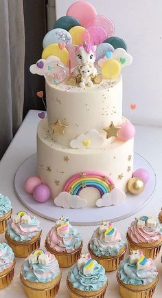 18Pastel Rainbow Baby Cake Let us guessyou are a mother of baby girl/girls who’s turning to 1 year oldcongratulationsIf you’re... Birthday Cakes Pastel, Bday Cakes For Girls, Half Birthday Cakes, Birthday Cake For Husband, Cake For Husband, Baby First Birthday Cake, Little Pony Cake