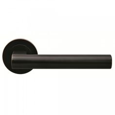 a black door handle on a white wall