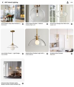 several different types of lights hanging from the ceiling