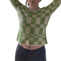 Women Pullovers Sweaters 90s Crew Neck Tops Casual Long Sleeve Checkerboard Print Loose Fit Knit Tops Y2k Knitted Tops Green Y2k Style Winter Sweater, Retro Spring Sweater For Streetwear, Green Retro Winter Tops, Retro Green Winter Tops, 90s Inspired Long Sleeve Winter Tops, 90s Style Green Long Sleeve Sweater, 90s Style Long Sleeve Spring Sweater, Fitted Long Sleeve 90s Sweater, Fitted Crew Neck Sweater 90s Style