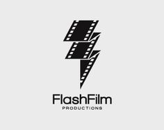 the flash film logo is black and white, with a lightning bolt in the middle