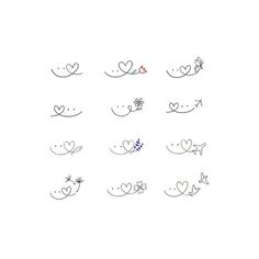 a drawing of hearts and arrows on a white background