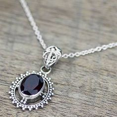 Hand Made Sterling Silver Garnet Pendant Necklace India - Red Glamour | NOVICA Jewelry Workshop, Garnet Pendant, Garnet Necklace, Necklace Red, Silver Work, Traditional Jewelry, Jewelry Packaging, Pretty Jewellery, Jewelry Gift Box