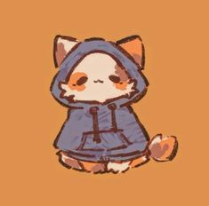 a drawing of a cat wearing a hoodie