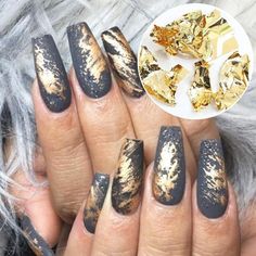 Nail Art Glitter Foil Mirror Powder Paillette Flake Nail Tips Charm Manicure Pedicure Gel, Grey Acrylic Nails, Silk Wrap Nails, Nails 2018, Nude Nail, Nude Nail Designs, Nails Today, Gold Nail, Her Nails