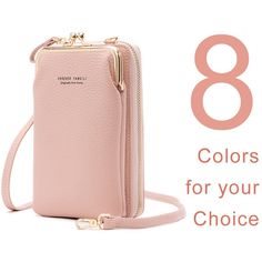 Material: good quality PU leather, zipper, metal accessories, with crossbody strap. Color: blue, pink, yellow, red, purple, green, black, gray optional Bag size: approx. 18.0cm X 11.0cm X 5.0cm ( approx. 7.09inches X 4.33inches X 1.97inches) 6 card solts, 1 zipper pocket and 2 side pockets inside to put multiple cards or handy cash and those little pieces of paper or receipts you carry. 1 side pocket outside to put mobile phone. A good-quality PU leather can hold the phones in the most reliably Trendy Mobile Phone Bag Wallet In Crossbody Style, Trendy Crossbody Wallet With Mobile Phone Bag, Versatile Pink Crossbody Phone Bag, Trendy Crossbody Wallet, Pink Crossbody Wallet With Mobile Phone Bag, Pink Crossbody Wallet With Phone Bag, Metal Accessories, Mobile Phone Case, Leather Zipper