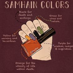 an advertisement for samhan colors with hand holding orange and green nail polish