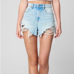 The Barrow Denim Short With Rips Distressed Shorts For Summer, Ripped Light Wash Cotton Bottoms, Summer Distressed Cutoff Bottoms, Summer Ripped Cotton Bottoms, Summer Cotton Ripped Bottoms, Ripped Light Wash Shorts, Casual Distressed High-waisted Shorts, Distressed Cutoff Bottoms For Summer, Distressed Short Leg Bottoms For Spring